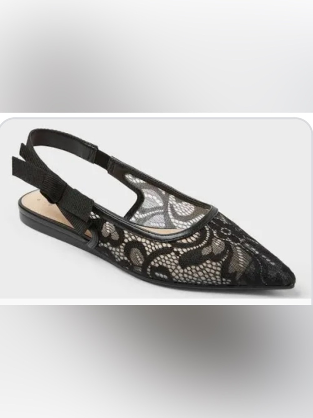 a new day Black Lace Pointed Slingback Flat